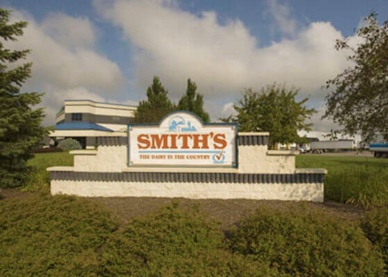 Entrance sign of the Smith's dairy plant