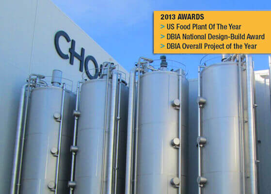 Exterior view of Chobani plant - 2013 US Plant of the Year, DBIA National Design-Build Awards