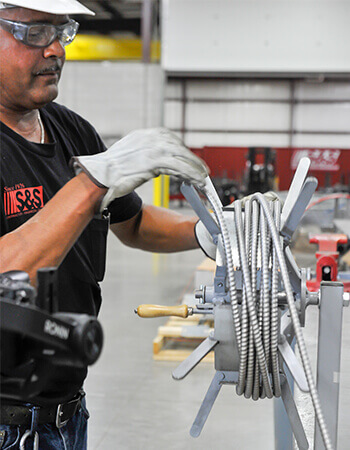 Shambaugh team member working in their prefabrication facility