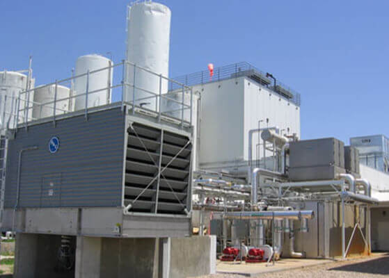 Exterior view of the condenser and chillers installed at a DFA plant