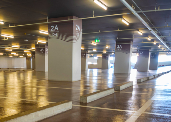 View inside of a hospital parking garage