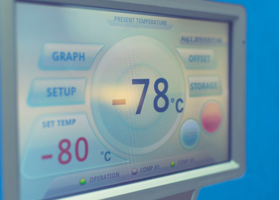 Close up view of a medical machine monitor