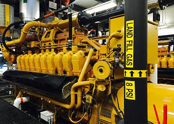 20-cylinder combustible engines custom designed for GM's methane gas electricity system