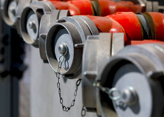 Close up view of fire protection equipment 