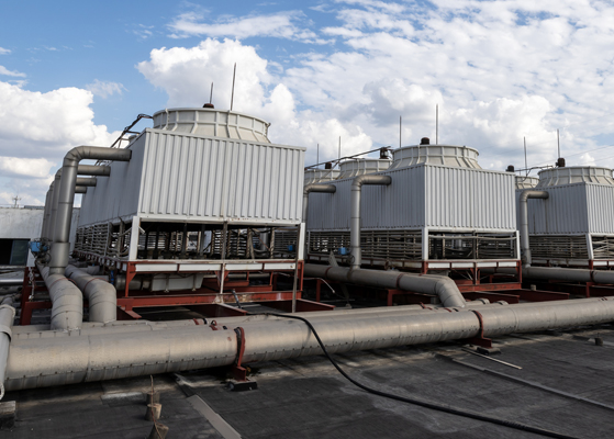 Close up view of the rooftop air handling units at St. Joseph's Medical Building 